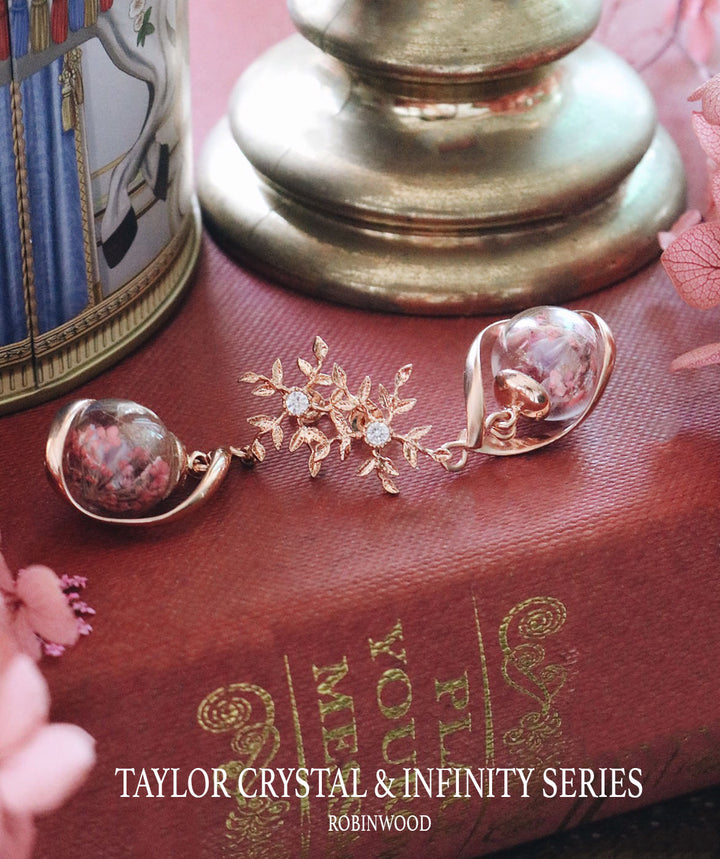 " Special Collection "  INFINITY SERIES X TAYLOR CRYSTAL EARRING SERIES, ROSEGOLD, ROBINWOOD