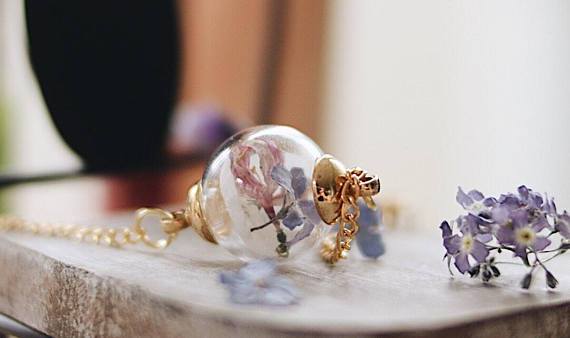 16K Gold Victoria White Hydrenyea, Blue for get me not, Pink Flower, adjustable chain, Gift for het, bridesmaid bracelet - robinwood