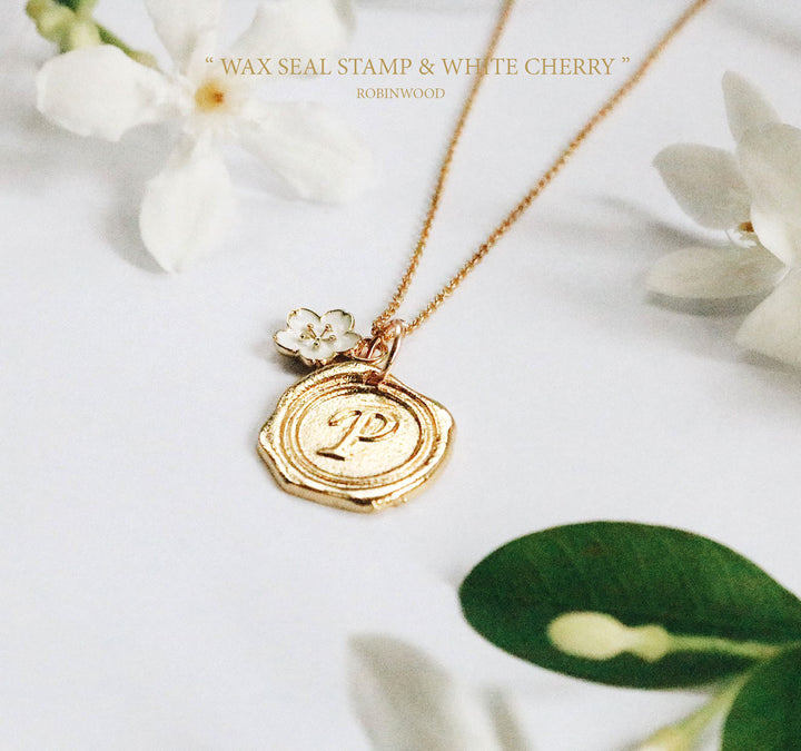 "Mother's Day" Collection Limited, White Jasmin Totem & Gold Seal Wax Name Tag, Robinwood