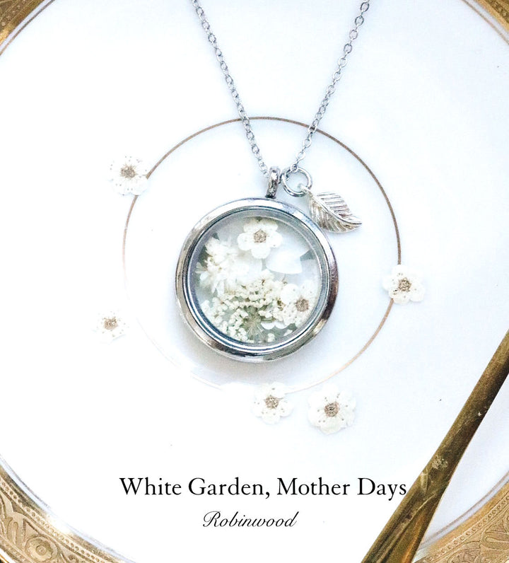 August Collection's " White Garden ", With Heliotrope with Love, Robinwood, 92.5 K Sterling Silver Locket