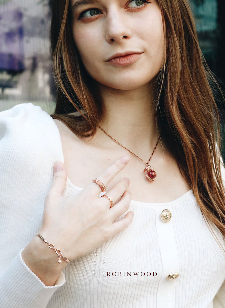 Valentine Limited Collection's " Red Heliotrope & Red Rosy Rose" Infinity Necklace Design, Robinwood