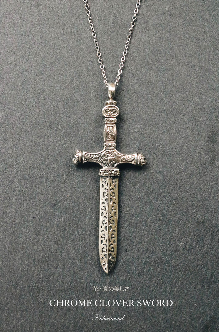 Men Limited Collection's " Chrome Clover Sword Necklace, 2022 Award Design, By Robinwood Masterpieces