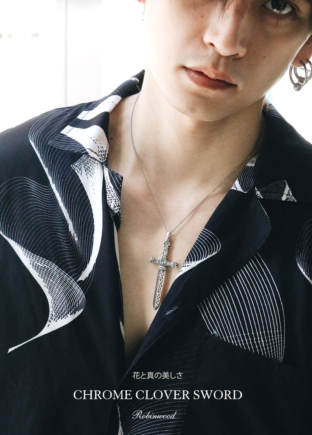 Men Limited Collection's " Chrome Clover Sword Necklace, 2022 Award Design, By Robinwood Masterpieces