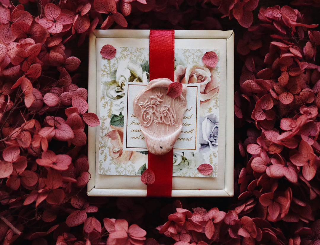 ART FLOWER BLENDING  & ROBINWOOD LUXURY ROSY PINK ROSE WHITE VEGEN LEATHER BOX