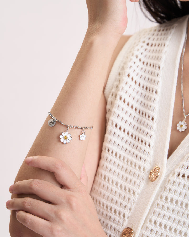 Limited Daisy Collection's : SnowFlake Daisy Signature Hammer Chain Bracelet, Robinwood Masterpieces