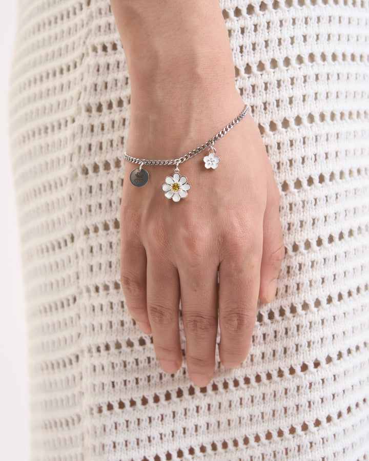 Limited Daisy Collection's : SnowFlake Daisy Signature Hammer Chain Bracelet, Robinwood Masterpieces