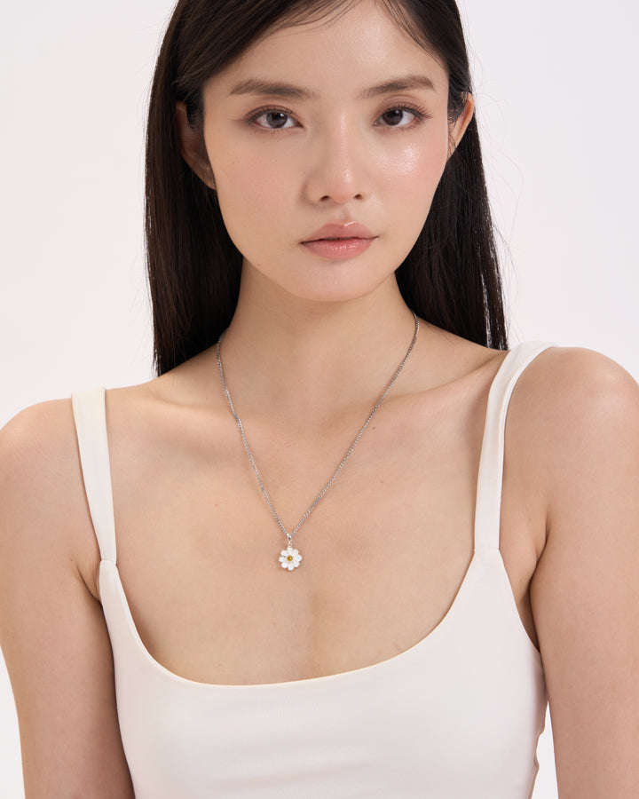 Limited Daisy Collection's : SnowFlake Daisy Signature Hammer Chain Necklace, Robinwood Masterpieces