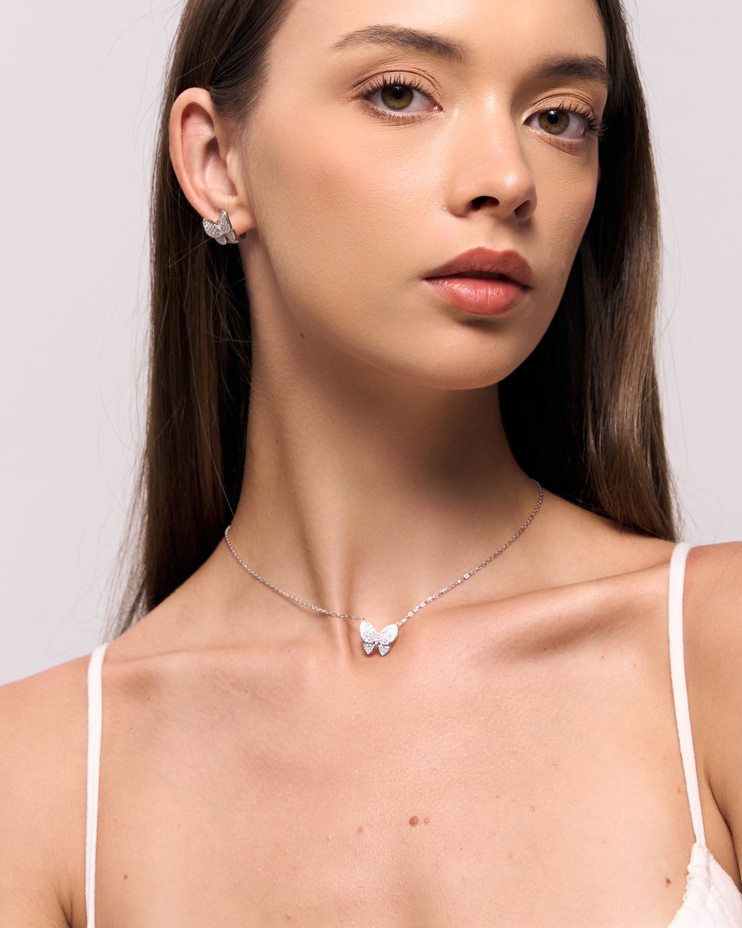 ( Pre-Order 30-35 Days ) Vintage Collection's " Snowflake Butterfly Necklace 16-18 Inches , Maison Flower of RBW