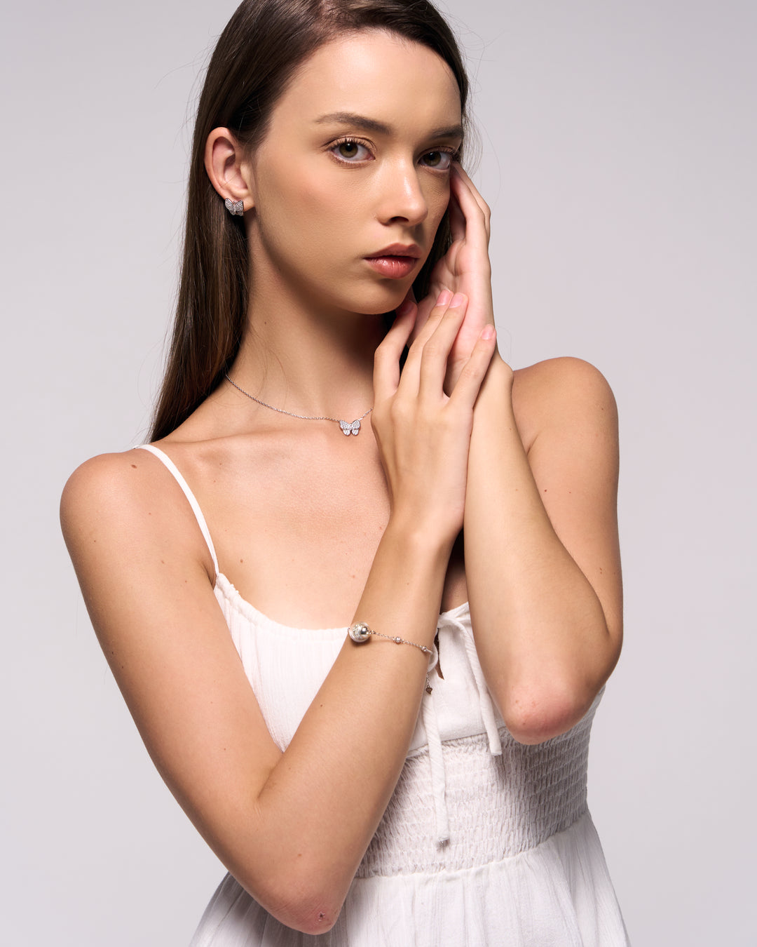 ( Pre-Order 30-35 Days ) Vintage Collection's " Snowflake Butterfly Necklace 16-18 Inches , Maison Flower of RBW