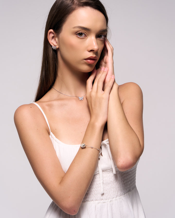 ( Pre-Order 30-35 Days ) Vintage Collection's " Snowflake Butterfly Necklace 16-18 Inches , Maison Flower of RBW