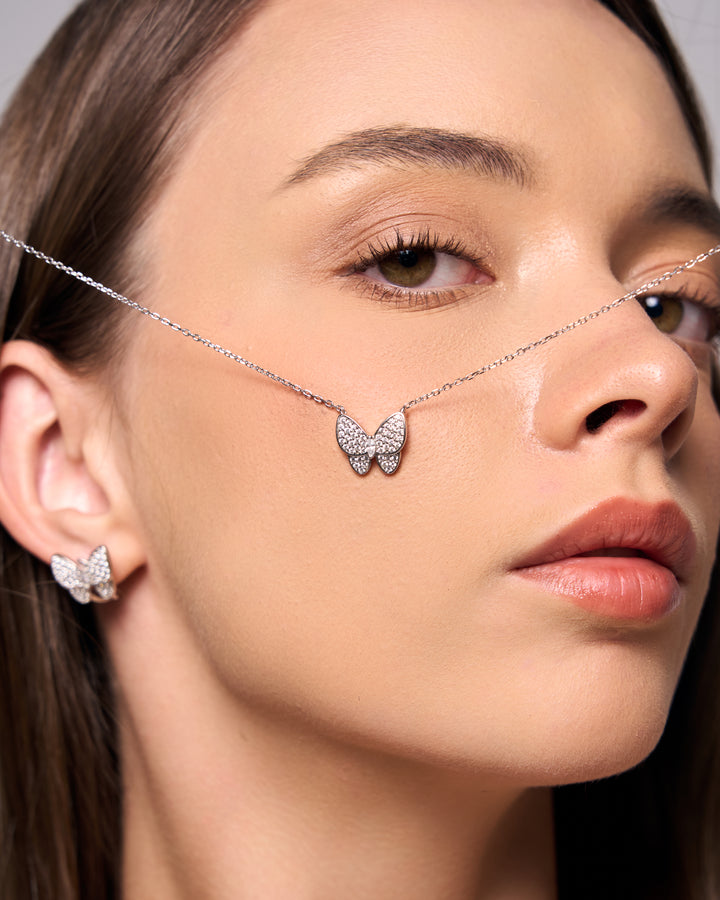 ( Pre-Order 30-35 Days ) Vintage Collection's " Snowflake Butterfly Necklace 16-18 Inches , Maison Flower of RBW