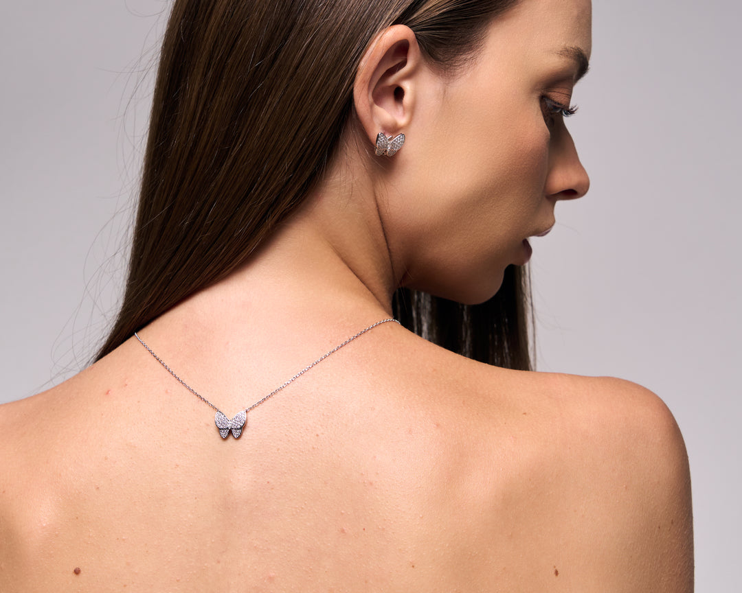 ( Pre-Order 30-35 Days ) Vintage Collection's " Snowflake Butterfly Necklace 16-18 Inches , Maison Flower of RBW