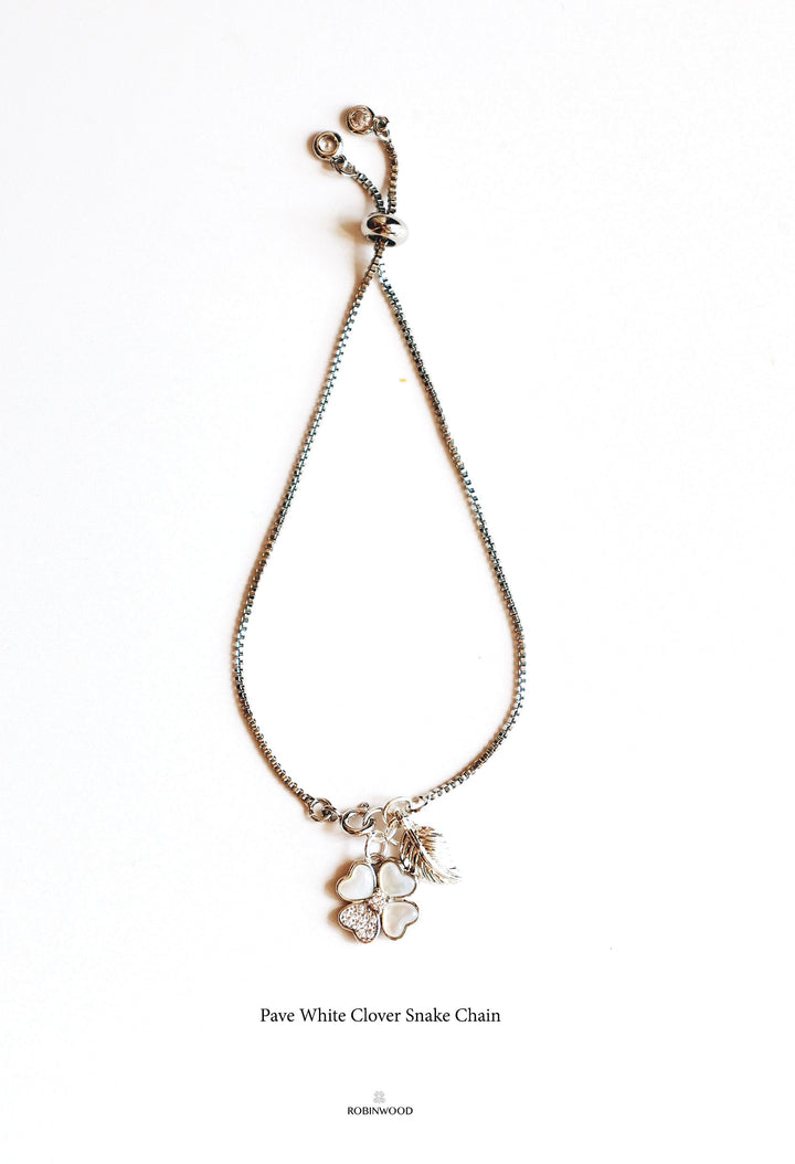 Limited Collection's " Swarovski Silver White Clover Bracelet " , Robinwood, Masterpieces Design