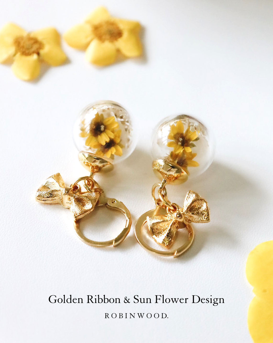 Chinese New Year Limited Collection's "Golden Cluster & Ribbon Classic Earrings Design ,Robinwood