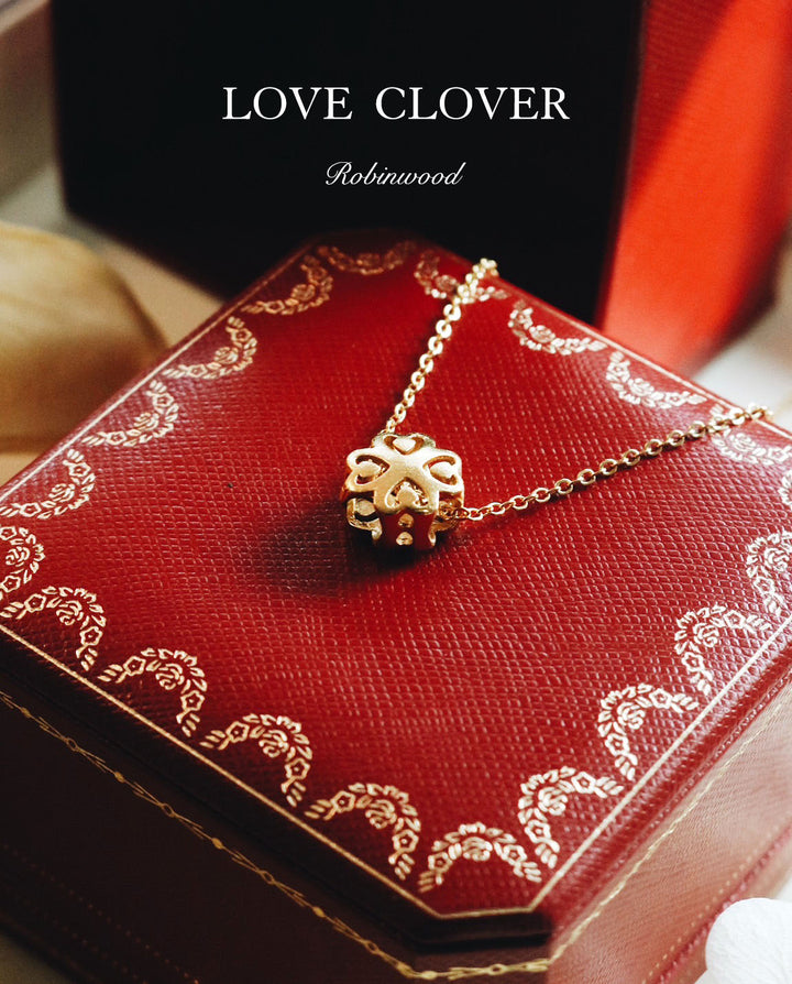Limited Collection's " LOVE CLOVER " Necklace Design, 14 K Gold, Robinwood