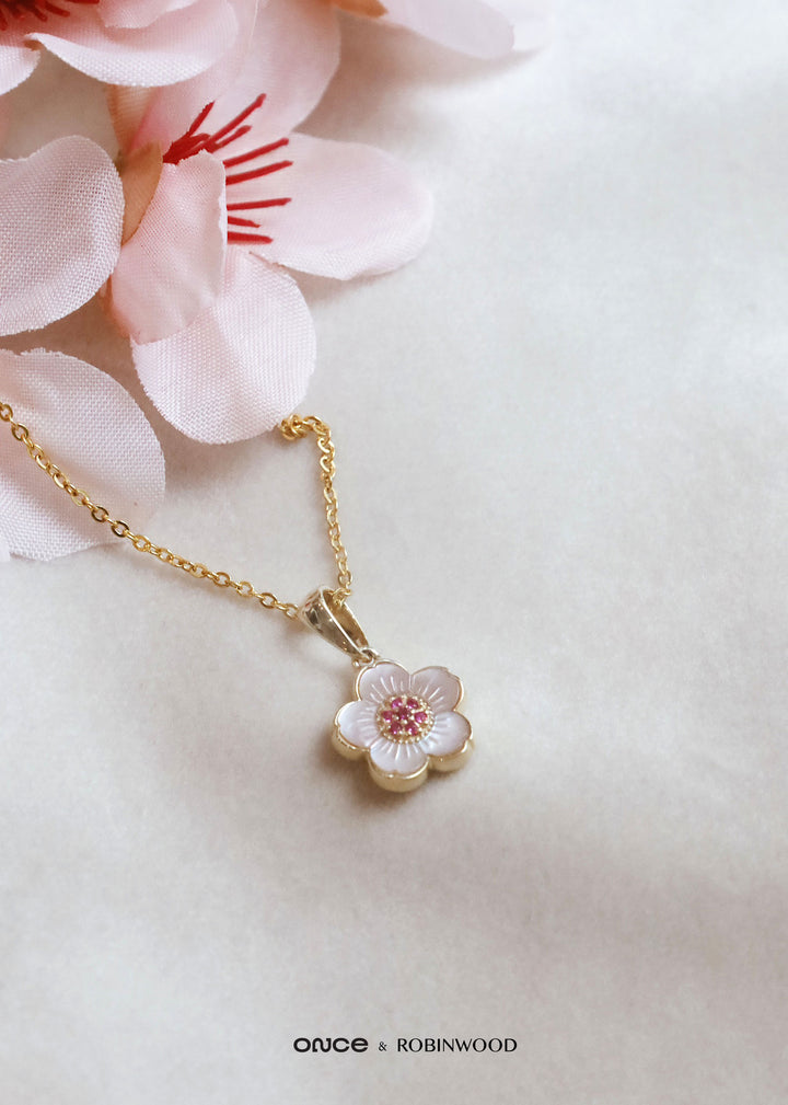 Pre-Order 8 Sep - 15 Sep Collaboration ( ROBINWOOD &amp; ONCE Japan ) Vintage Memorable Japan Sakura Necklace, Limited Pieces