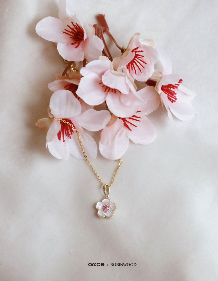 Pre-Order 8 Sep - 15 Sep Collaboration ( ROBINWOOD &amp; ONCE Japan ) Vintage Memorable Japan Sakura Necklace, Limited Pieces