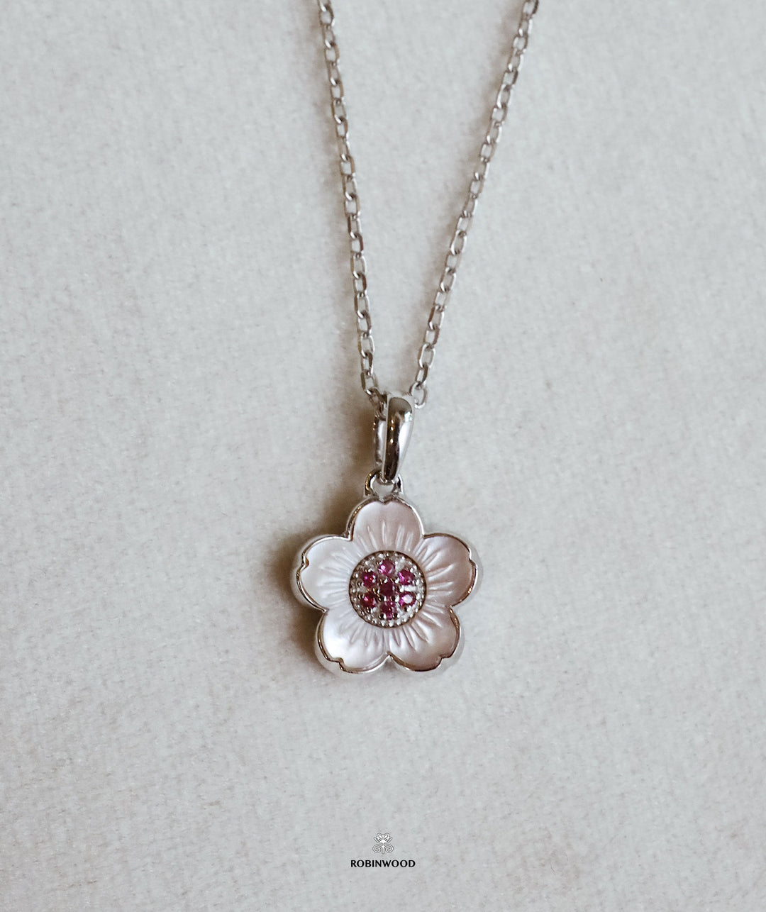 Collaboration JAPAN ( ROBINWOOD &amp; ONCE Japan ) Vintage Memorable Japan Sakura Necklace, Made In Japan