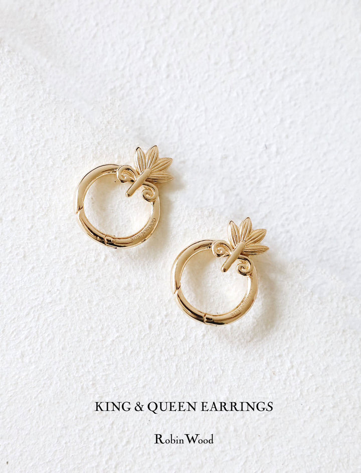 LIMITED COLLECTION'S " KING & QUEEN GOLD EARRINGS ", LUXURY DESIGN  BY ROBINWOOD