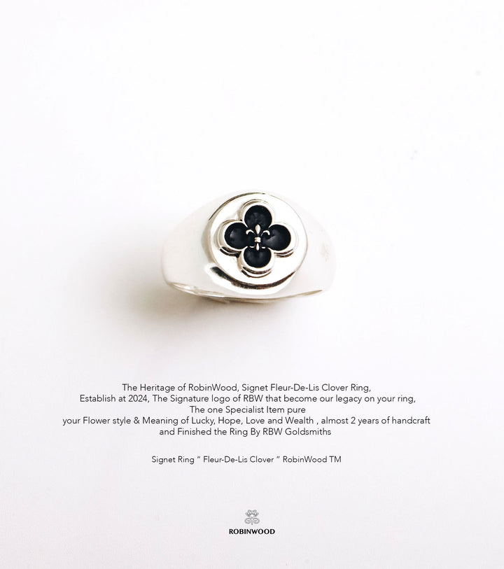 " Heritage of Black Fleur-De-Lis Signet Ring, Robinwood TM