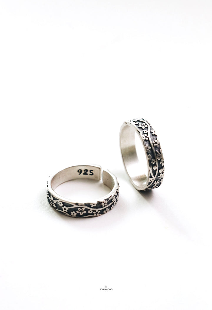 Limited Two Ring Stack Collection's " Japan Stack Sun Flower ", The Story Of Pure Love, Adjustable Size 5- 12 US