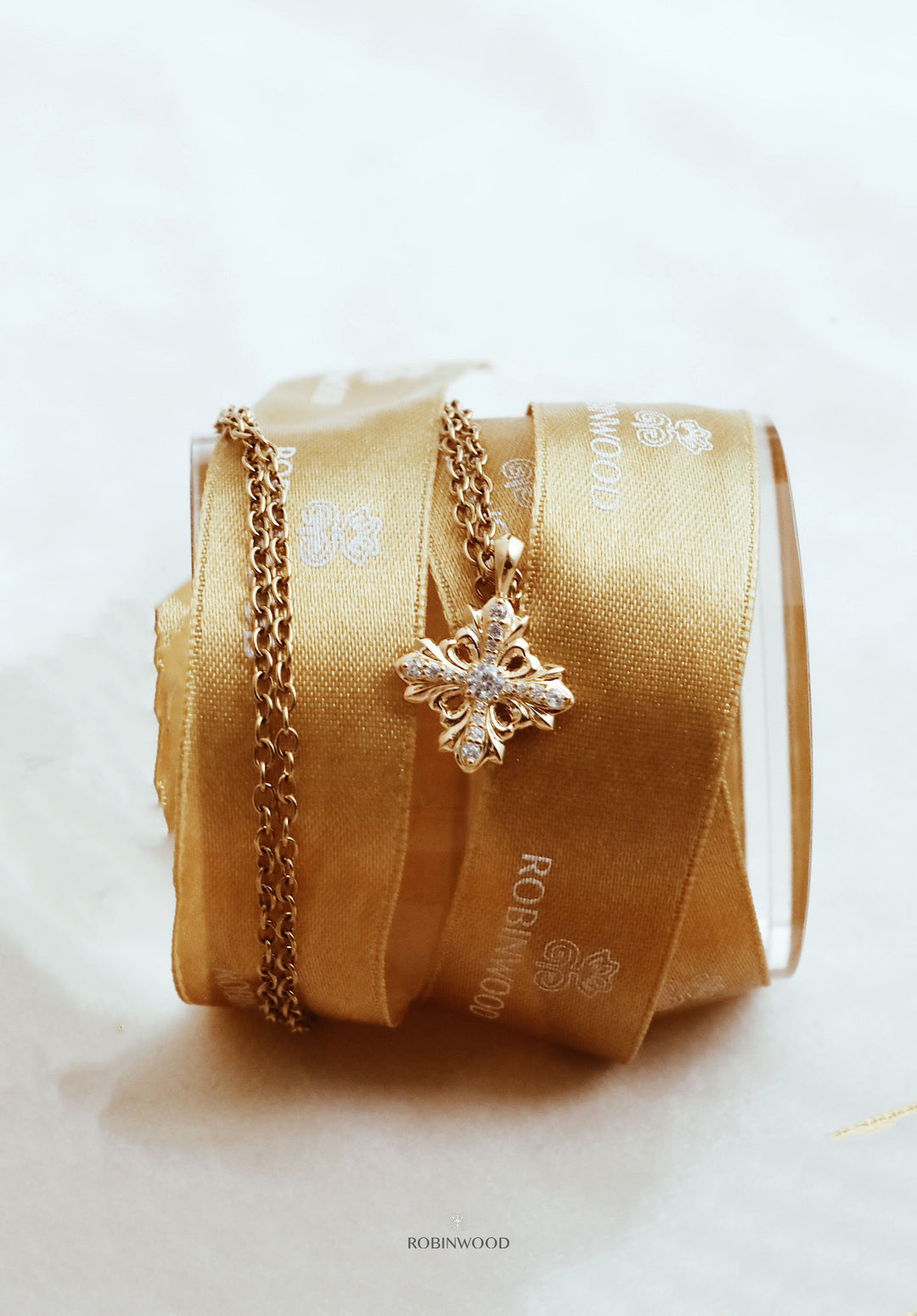 Limited Collection's " Infinity Cross Gold RobinWood Signature, Fleur-De-Lis Infinity Necklace