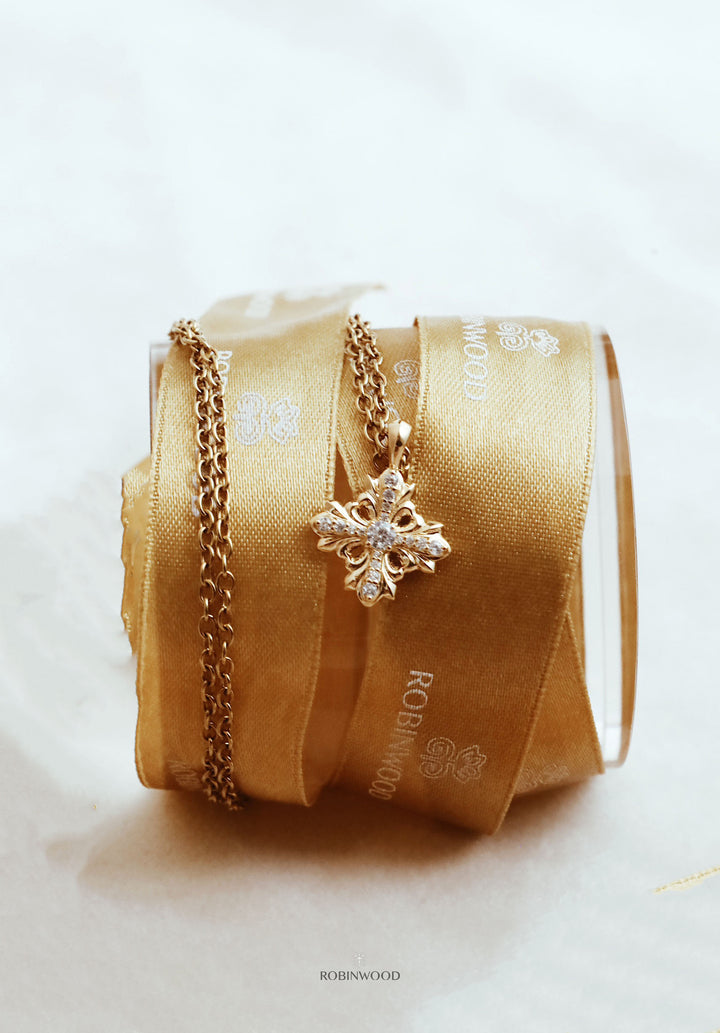 Limited Collection's " Infinity Cross Gold RobinWood Signature, Fleur-De-Lis Infinity Necklace