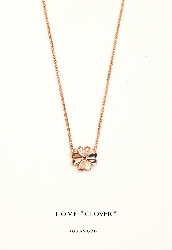 Limited Valentine Collection's " LOVE CLOVER ROSE GOLD " NECKLACE