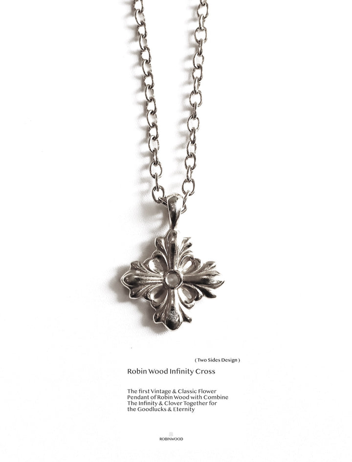 Limited Collection's " Infinity Cross RobinWood Signature,  Fleur-De-Lis Infinty Necklace