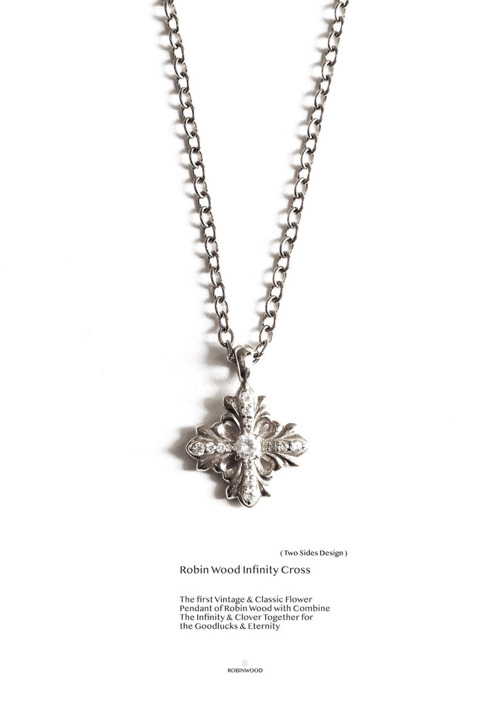 Limited Collection's " Infinity Cross RobinWood Signature,  Fleur-De-Lis Infinty Necklace