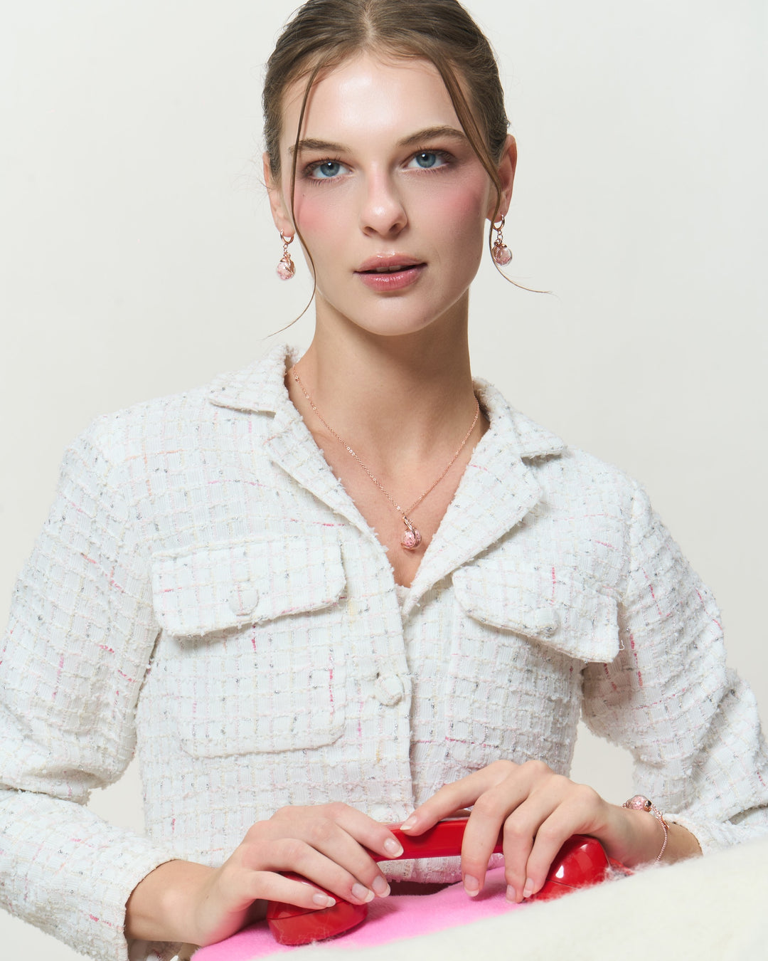 " Austin Rose Colecltion's, Pink Baby Breath Dried Flower & Infinity Necklace Design