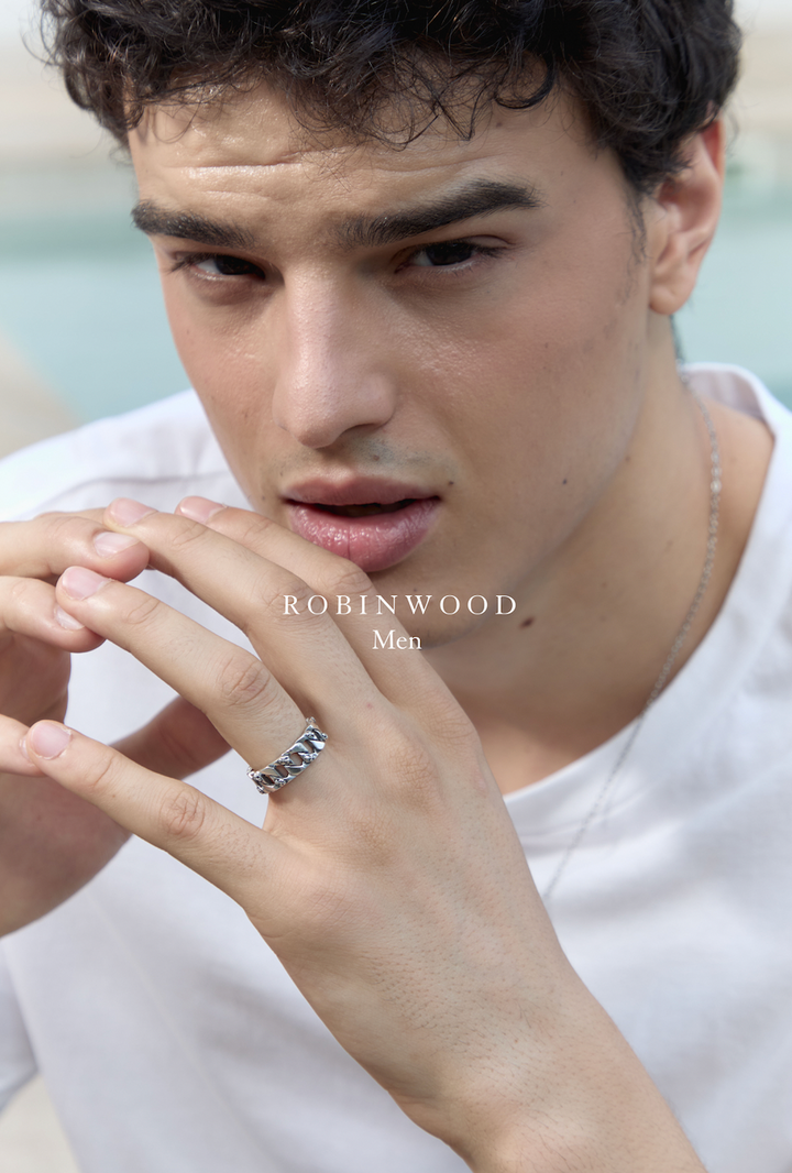 Limited Clover Men Collection's " Fleur-De-Lis-Clover Ring, Adjustable Size, Robinwood Men
