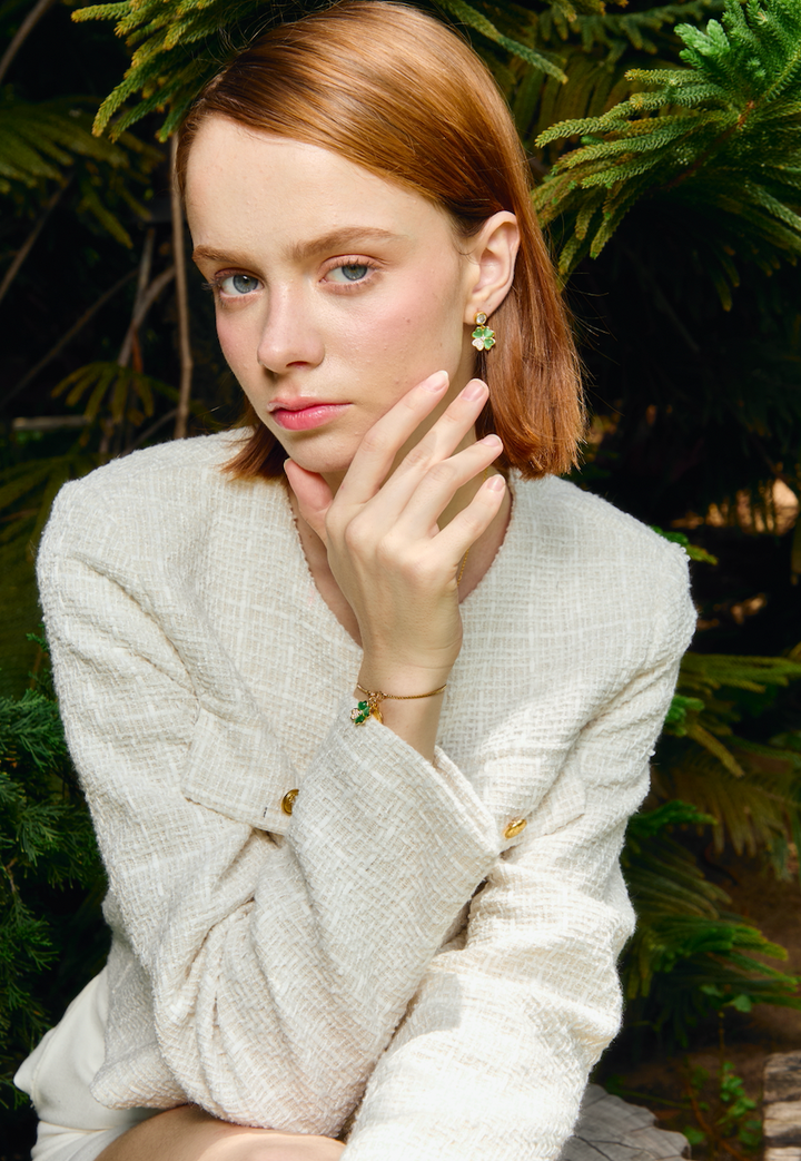 Limited Collection's " Pave Green Agate Clover " Signature Earrings