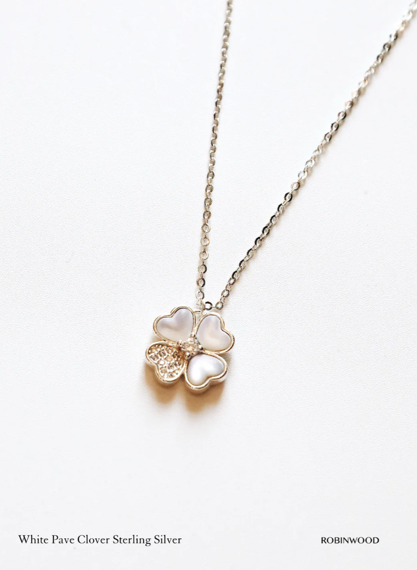 Valentine Limited Set " 92.5 Sterling Silver Snowflake White Clover " Men & Women Set Necklace, Size 14 - 20 Inches Adjsuatble size