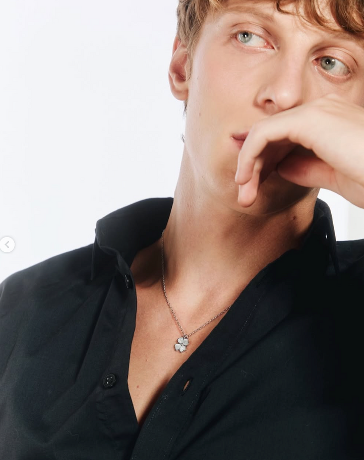 Valentine Limited Set " 92.5 Sterling Silver Snowflake White Clover " Men & Women Set Necklace, Size 14 - 20 Inches Adjsuatble size