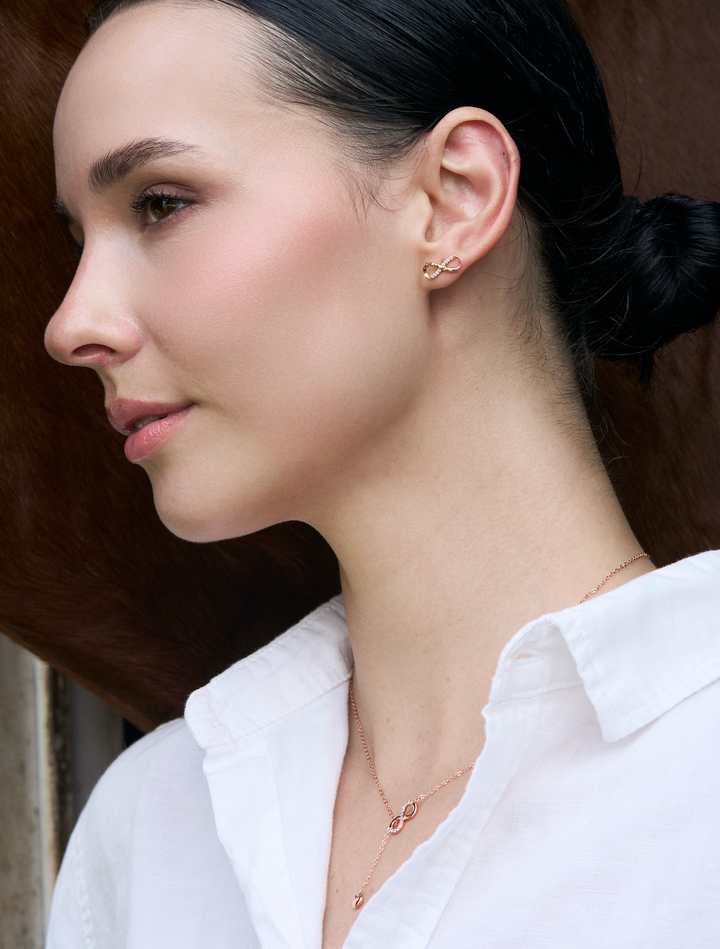 LIMITED VALENTINE COLLECTION'S " INFINITY LOVE & ROSY ROSE Adjustable size NECKLACE, ROBINWOOD MASTERPIECES