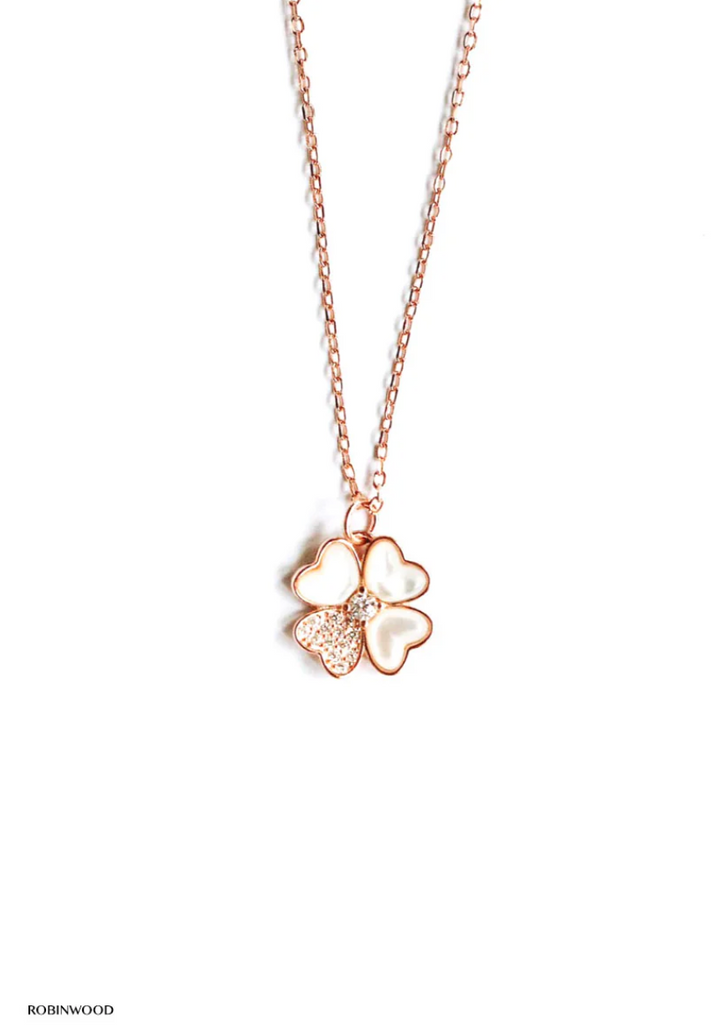 " Valentine's Limited Set " White Pave Clover Design Set ( Earrings,Necklace,Bracelet ) Design With Vintage Classic RBW Box - ROBINWOOD