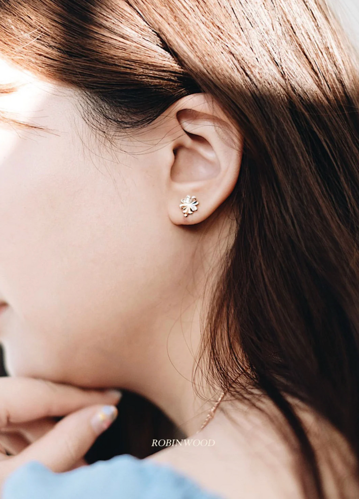 " Valentine's Limited Set " White Pave Clover Design Set ( Earrings,Necklace,Bracelet ) Design With Vintage Classic RBW Box - ROBINWOOD