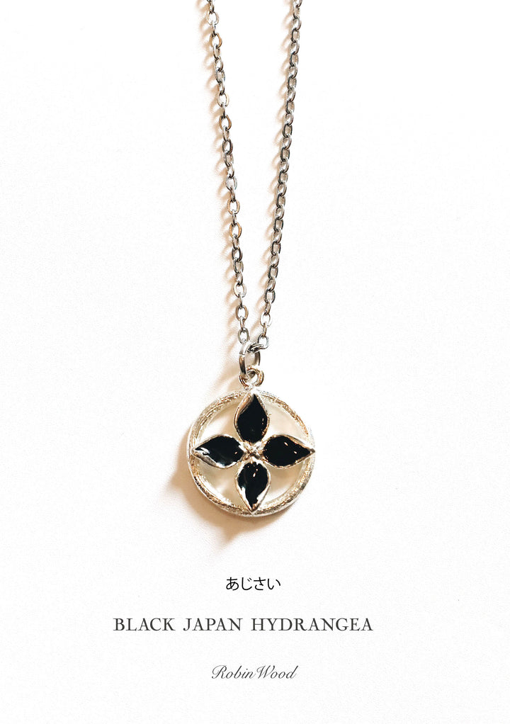 Limited Hygrangea Collection's " Black Japan Hydrangea Necklace, RBW, Robinwood