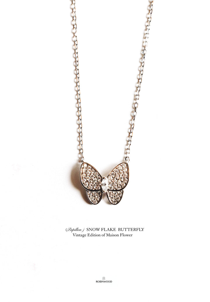 ( Pre-Order 30-35 Days ) Vintage Collection's " Snowflake Butterfly Necklace 16-18 Inches , Maison Flower of RBW