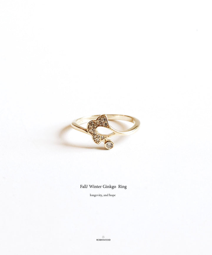 Limited Fall/Winter Ginkgo Ring, Symbol of Hope & Longevity
