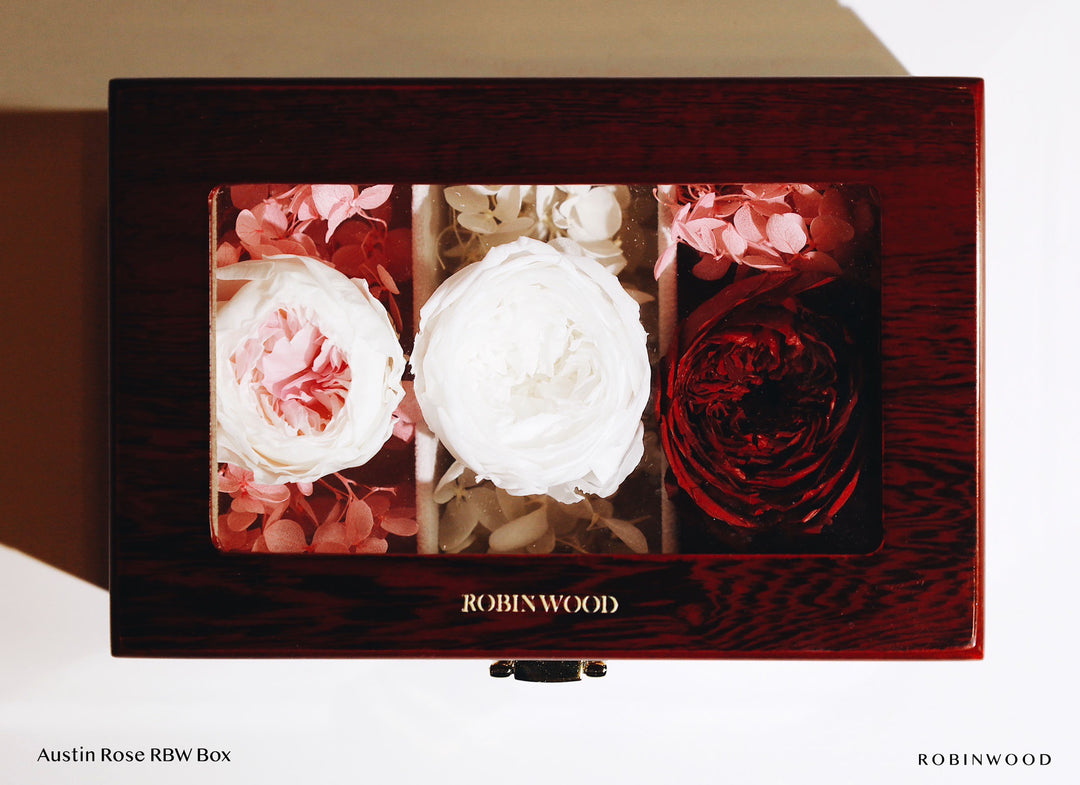 VALENTINE BOX, DAVID AUSTIN ROSE, ROBINWOOD, SPECIAL SERIES ( เฉพาะกล่องดอกไม้ ไม่รวมเครื่องประดับ )