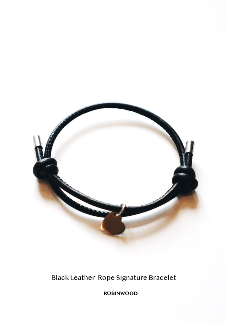 Leather Rope " Black Leather Signature Bracelet, Adjustable size, 2025 Design