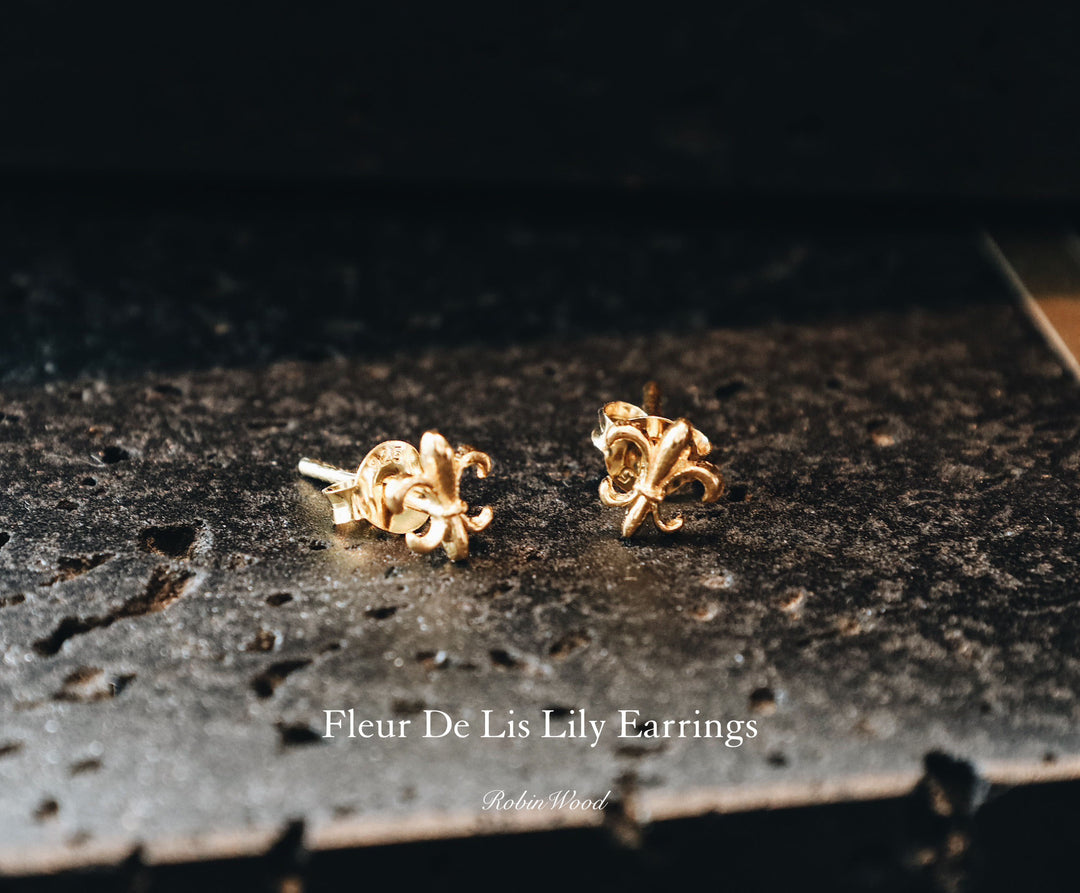 Men Collection's " Fleur De lis Lily Earrings ", Robinwood