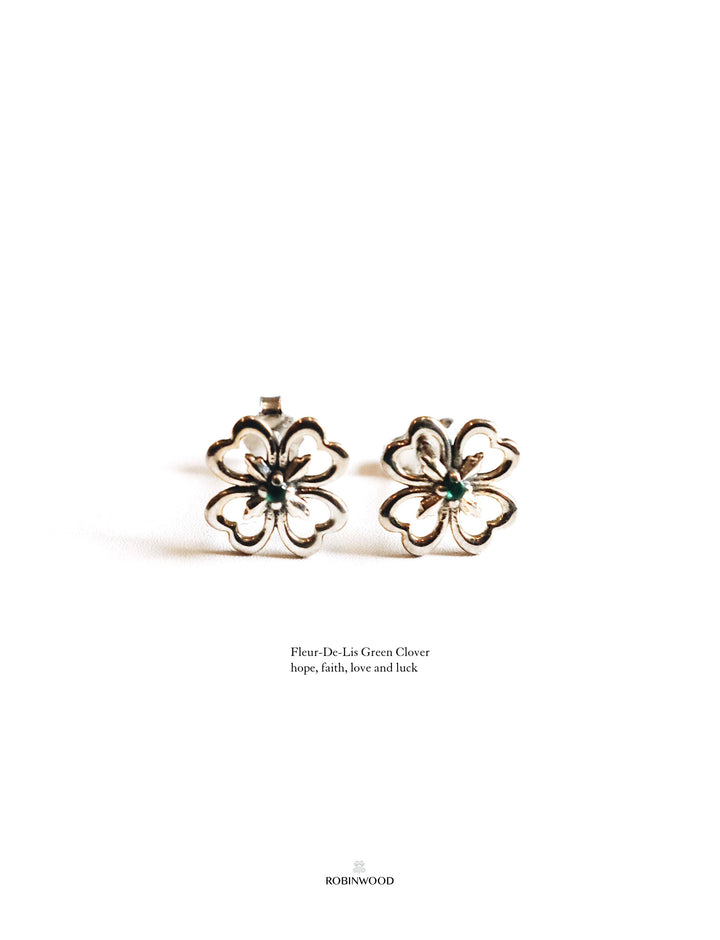Men Collection's " Fleur-De-Lis " Sterling Silver Green Clover, RobinWood