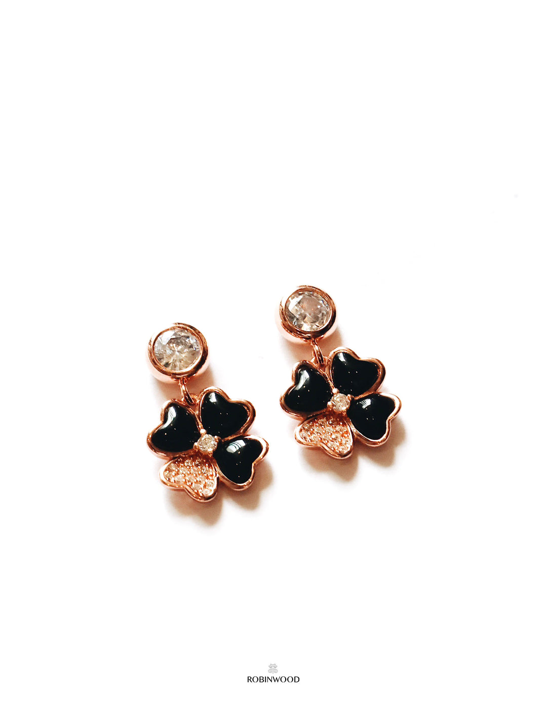 Limited Collection's PAVE Black Agate Clover Snowflake Earrings