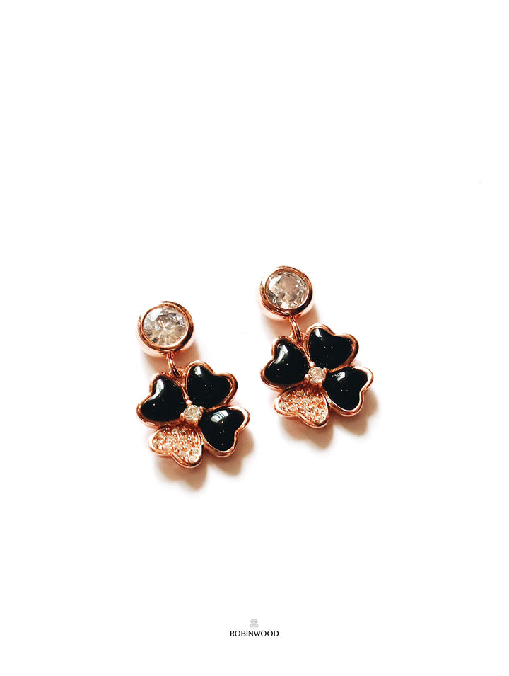 Limited Collection's PAVE Black Agate Clover Snowflake Earrings