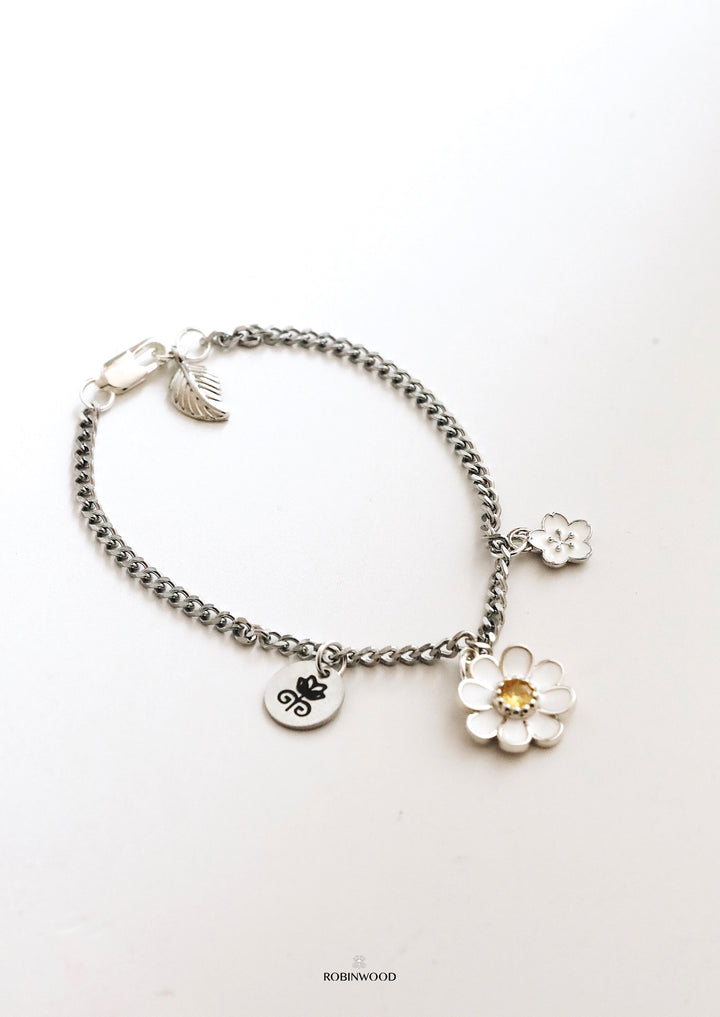 Limited Daisy Collection's : SnowFlake Daisy Signature Hammer Chain Bracelet, Robinwood Masterpieces