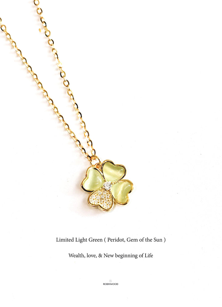 Limited 50pcs Collection's " Pave Light Green, Peridot, Gem of the Sun Clover "14-18 Inches Adjustable Size