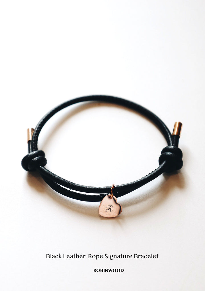 Leather Rope " Black Leather Signature Bracelet, Adjustable size, 2025 Design